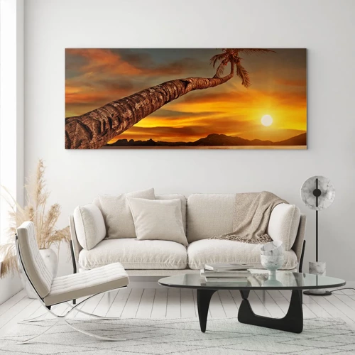 Quadro em vidro - Férias exóticas, aventura caribenha - 100x40 cm