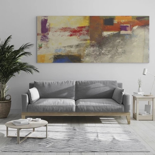 Quadro em vidro - Geometria das cores - 100x40 cm