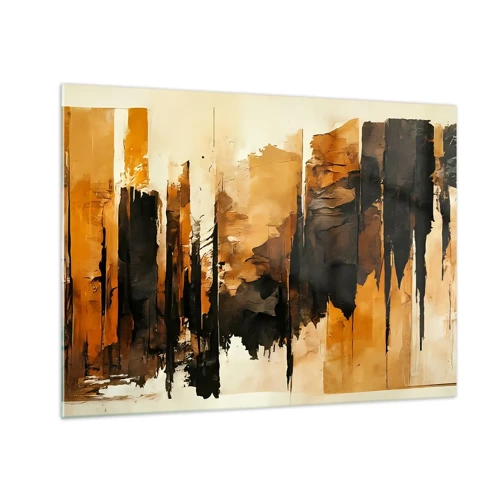 Quadro em vidro - Harmonia de preto e dourado - 70x50 cm