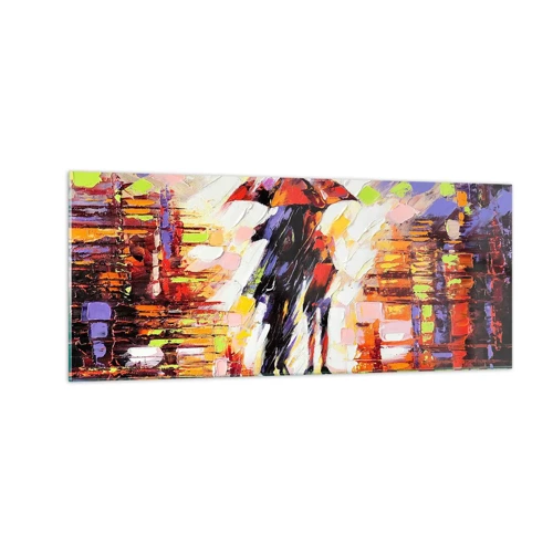 Quadro em vidro - Juntos durante a noite e a chuva - 100x40 cm