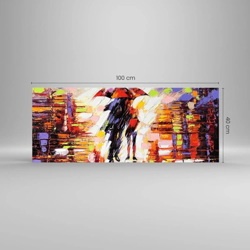 Quadro em vidro - Juntos durante a noite e a chuva - 100x40 cm