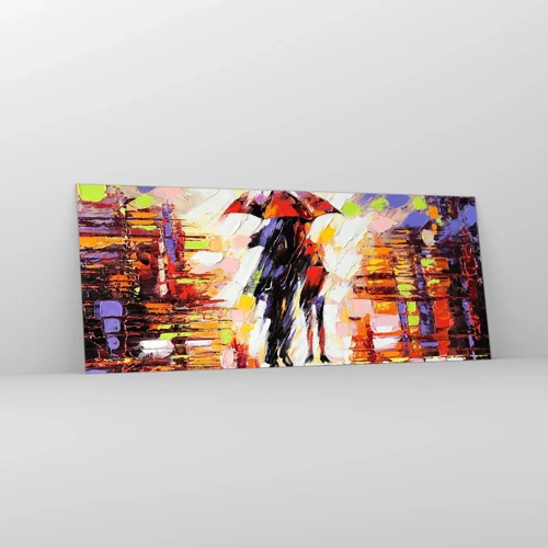 Quadro em vidro - Juntos durante a noite e a chuva - 100x40 cm