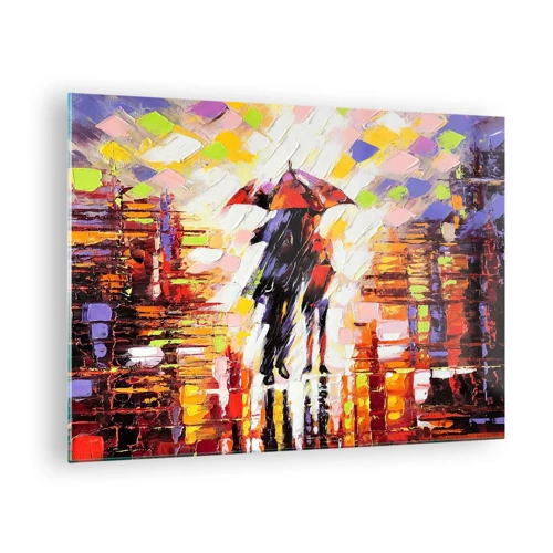 Quadro em vidro - Juntos durante a noite e a chuva - 70x50 cm