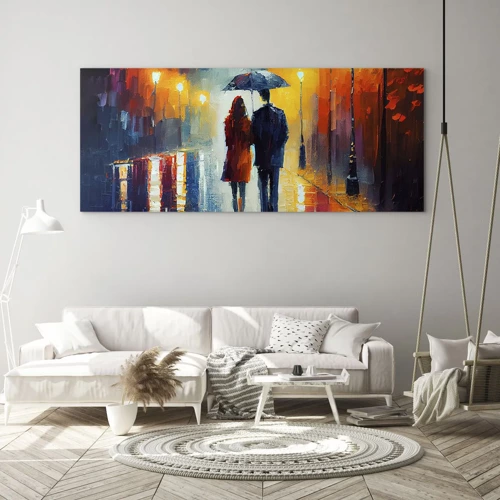 Quadro em vidro - Juntos – uma noite colorida - 100x40 cm