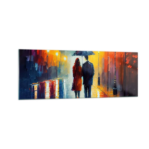 Quadro em vidro - Juntos – uma noite colorida - 140x50 cm