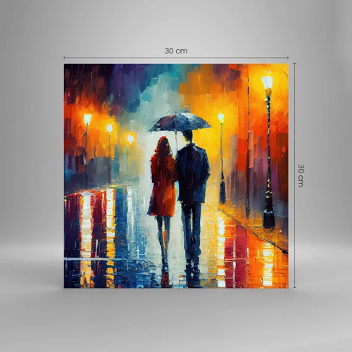 Quadro em vidro - Juntos – uma noite colorida - 30x30 cm