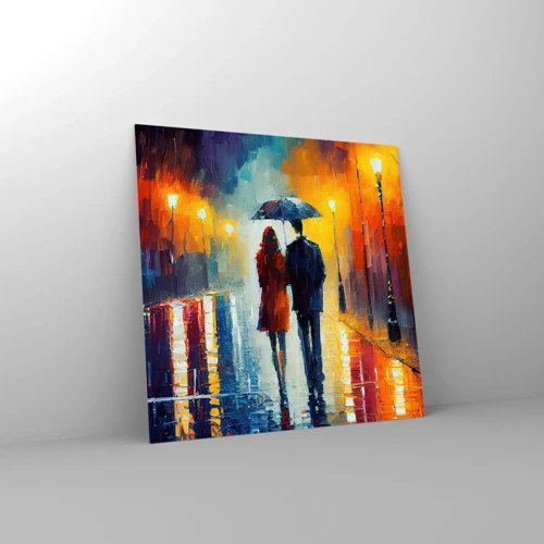 Quadro em vidro - Juntos – uma noite colorida - 70x70 cm