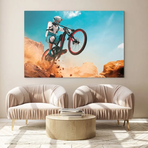 Quadro em vidro - Loucura demoníaca da bicicleta - 70x50 cm