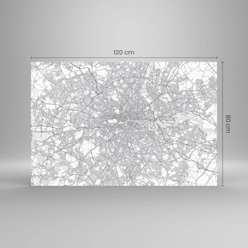 Quadro em vidro - Mapa do labirinto de Londres - 120x80 cm