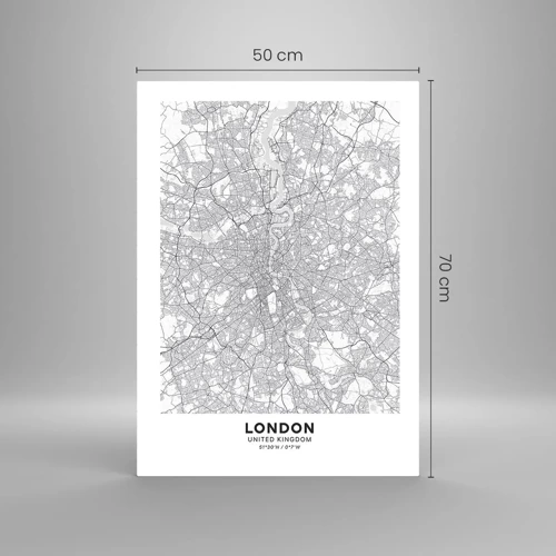 Quadro em vidro - Mapa do labirinto de Londres - 50x70 cm