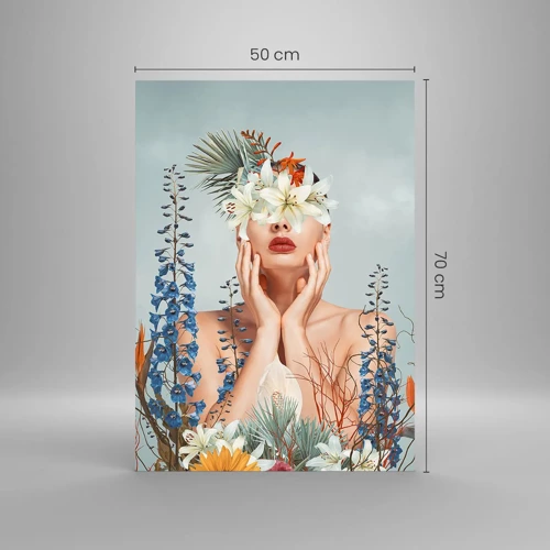 Quadro em vidro - Mulher – flor - 50x70 cm