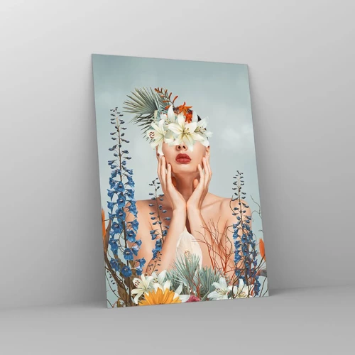 Quadro em vidro - Mulher – flor - 50x70 cm