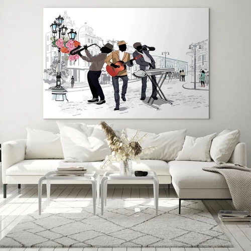 Quadro em vidro - Música de rua - 70x50 cm