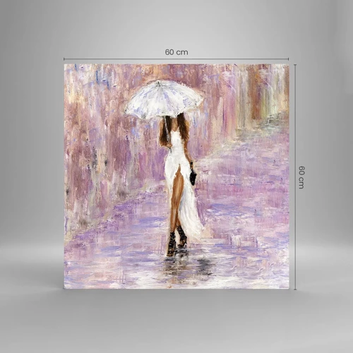 Quadro em vidro - Na chuva lilás - 60x60 cm