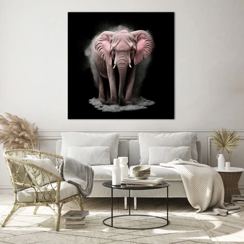 Quadro em vidro - Não pense em um elefante rosa! - 40x40 cm