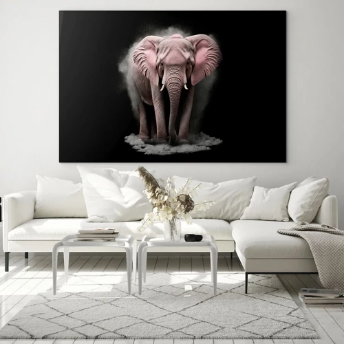 Quadro em vidro - Não pense em um elefante rosa! - 70x50 cm