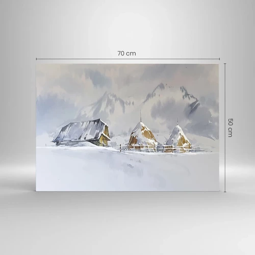 Quadro em vidro - No vale nevado - 70x50 cm