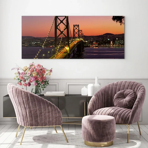 Quadro em vidro - Noite em roxo - 100x40 cm