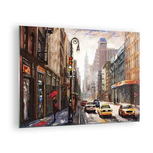 Quadro em vidro - Nova York – colorida também na chuva  - 70x50 cm