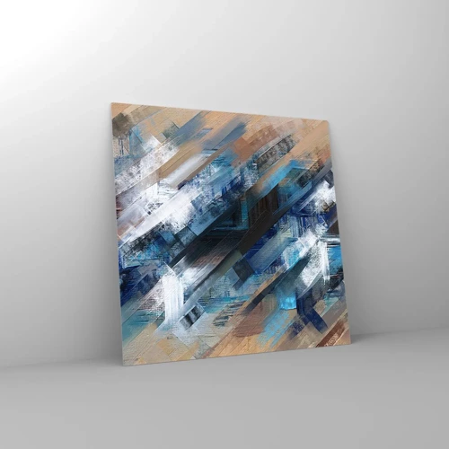 Quadro em vidro - Numa diagonal azul - 40x40 cm