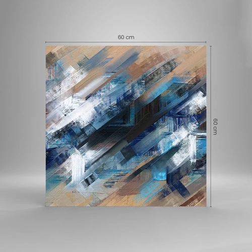 Quadro em vidro - Numa diagonal azul - 60x60 cm