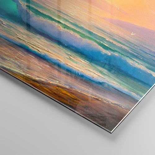 Quadro em vidro - O canto turquesa das ondas - 100x40 cm
