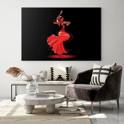 Quadro em vidro - O espírito ardente do flamenco - 70x50 cm