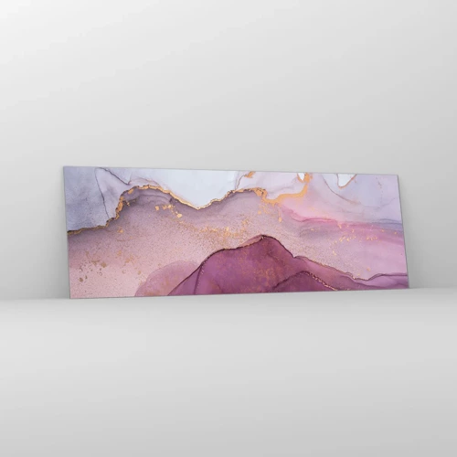 Quadro em vidro - Ondas de lilás e roxo - 90x30 cm