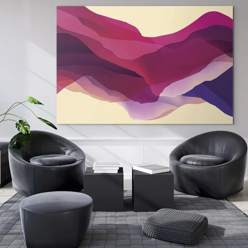 Quadro em vidro - Ondas de roxo - 70x50 cm