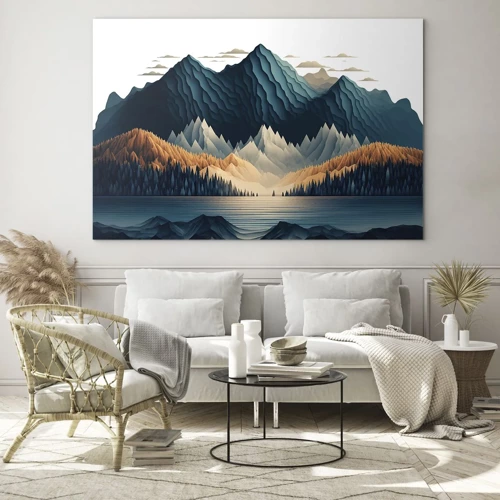 Quadro em vidro - Paisagem montanhosa perfeita - 70x50 cm