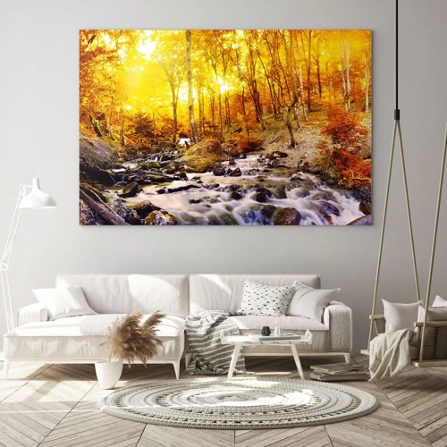 Quadro em vidro - Pedras emolduradas em ouro e platina - 100x70 cm