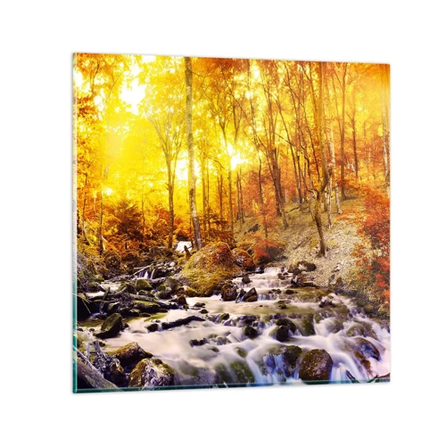 Quadro em vidro - Pedras emolduradas em ouro e platina - 60x60 cm