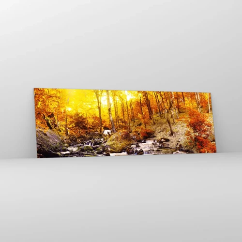 Quadro em vidro - Pedras emolduradas em ouro e platina - 90x30 cm