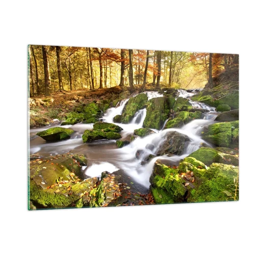 Quadro em vidro - Pela floresta de outono - 120x80 cm