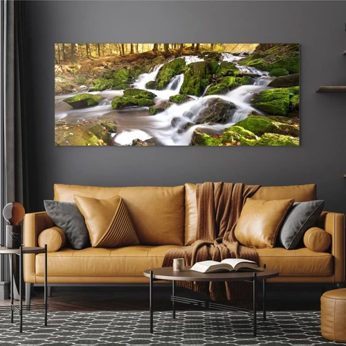 Quadro em vidro - Pela floresta de outono - 140x50 cm