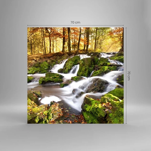 Quadro em vidro - Pela floresta de outono - 70x70 cm