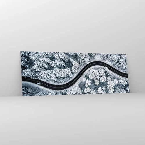 Quadro em vidro - Pelaa floresta no inverno - 140x50 cm