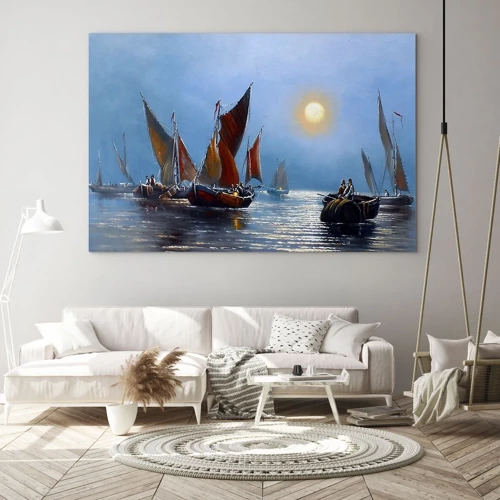 Quadro em vidro - Pesca noturna - 70x50 cm