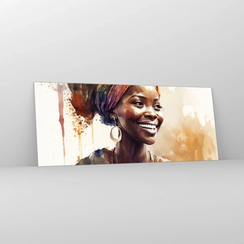 Quadro em vidro - Rainha africana - 100x40 cm