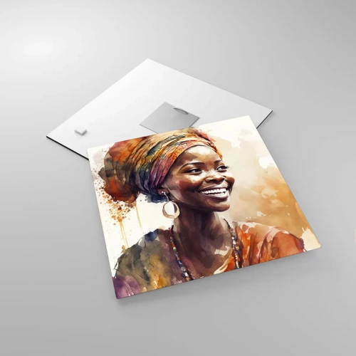 Quadro em vidro - Rainha africana - 30x30 cm