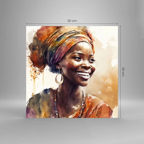 Quadro em vidro - Rainha africana - 30x30 cm