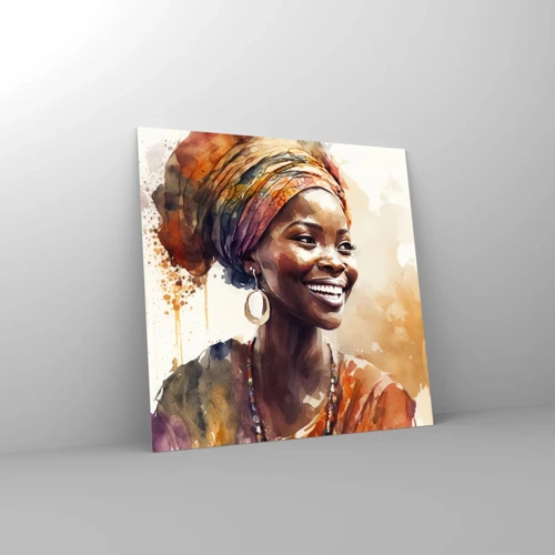 Quadro em vidro - Rainha africana - 30x30 cm