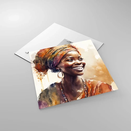 Quadro em vidro - Rainha africana - 40x40 cm