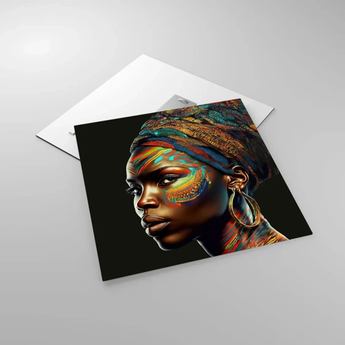 Quadro em vidro - Rainha africana - 50x50 cm