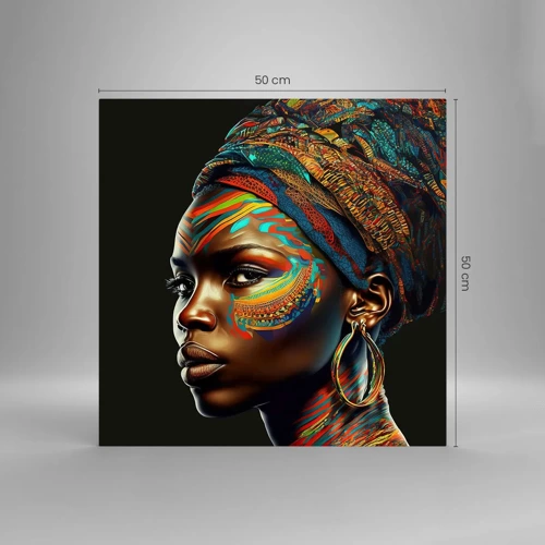 Quadro em vidro - Rainha africana - 50x50 cm