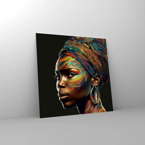 Quadro em vidro - Rainha africana - 50x50 cm