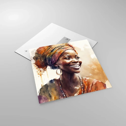 Quadro em vidro - Rainha africana - 60x60 cm