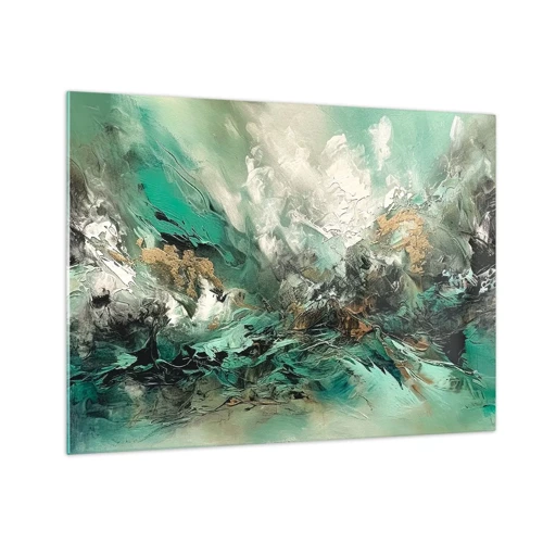 Quadro em vidro - Surf esmeralda e preto - 70x50 cm