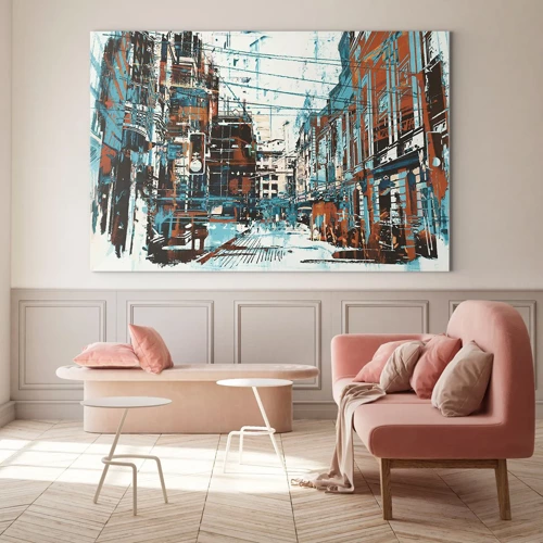 Quadro em vidro - Um desgastado percurso urbano - 70x50 cm