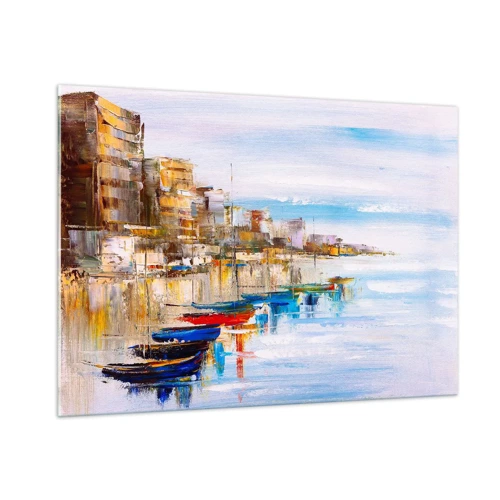 Quadro em vidro - Um refúgio urbano multicolorido - 100x70 cm